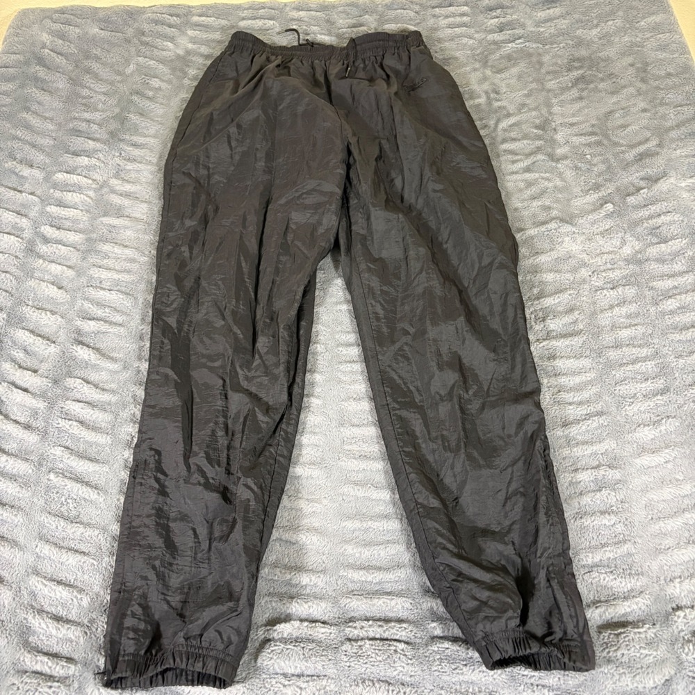 Vintage Reebok Black Nylon Windbreaker Track Pants Mens Medium 90s Ankle Zip